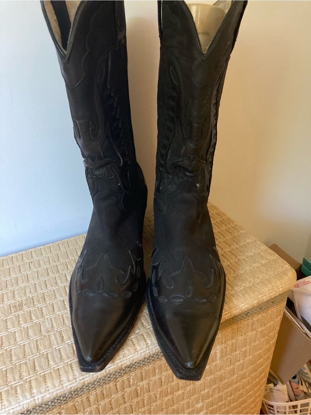 Vintage Custom Made Mordo Cancun Black Cowboy Western Boots size 10.5